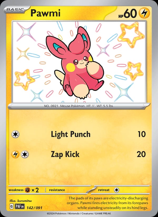 Pawmi 142/091 Paldean Fates Pokémon card