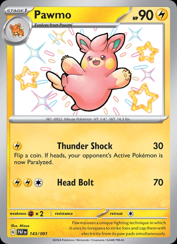Pawmo 143/091 Paldean Fates Pokémon card