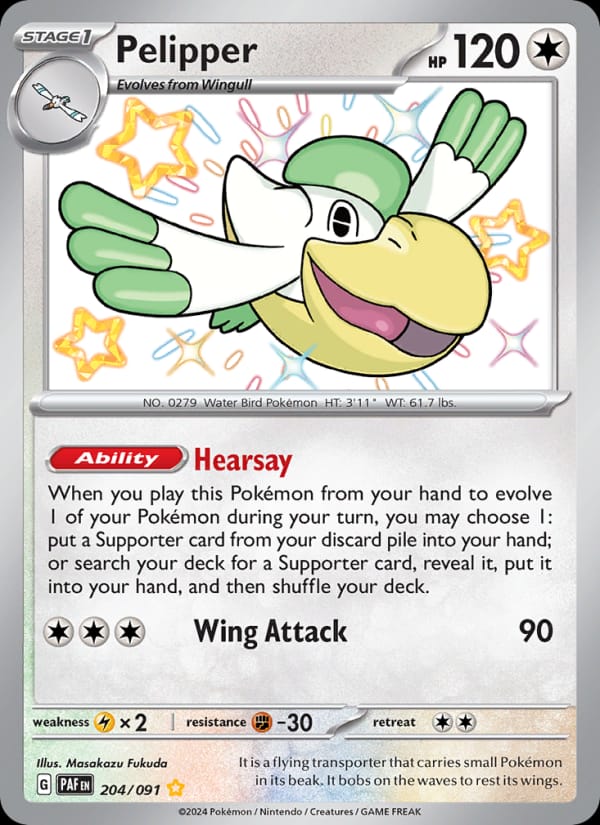 Pelipper 204/091 Paldean Fates Pokémon card