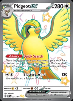 Pidgeot ex 221/091 Shiny Ultra Rare – Paldean Fates Pokémon card