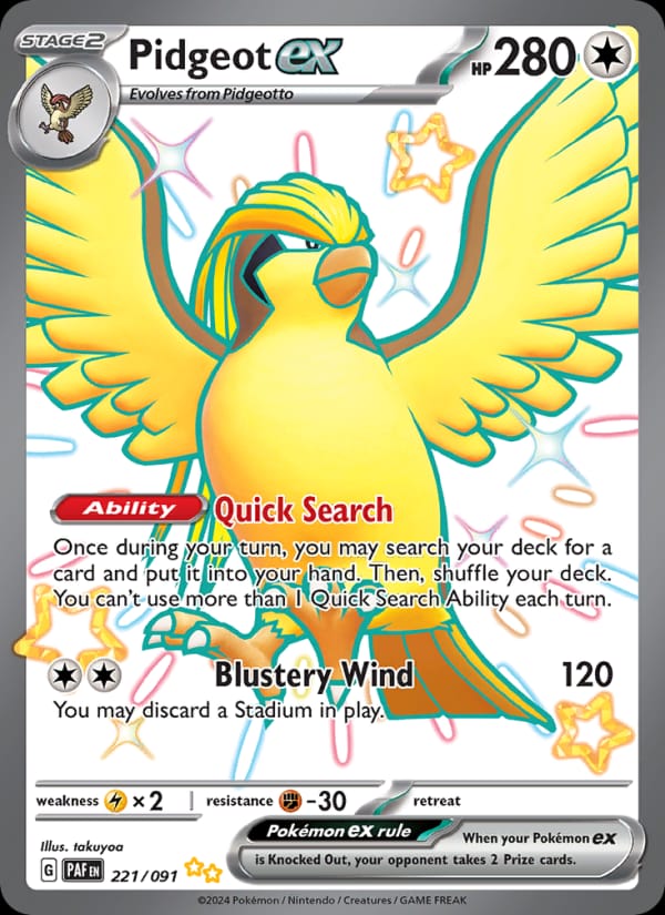 Pidgeot ex 221/091 Paldean Fates Pokémon card