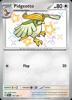 Pidgeotto 197/091 Shiny Rare – Paldean Fates Pokémon card