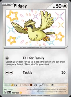 Pidgey 196/091 Shiny Rare – Paldean Fates Pokémon card