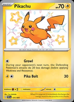 Pikachu 131/091 Shiny Rare – Paldean Fates Pokémon card