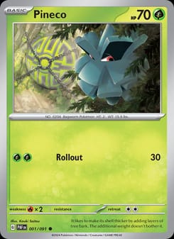 Pineco 001/091 Common – Paldean Fates Pokémon card