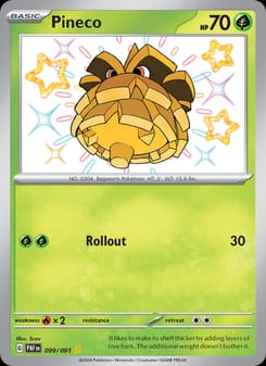 Pineco 099/091 Shiny Rare – Paldean Fates Pokémon card