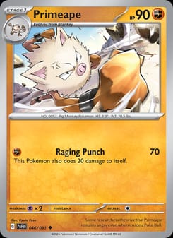 Primeape 046/091 Uncommon – Paldean Fates Pokémon card