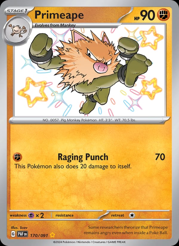 Primeape 170/091 Paldean Fates Pokémon card