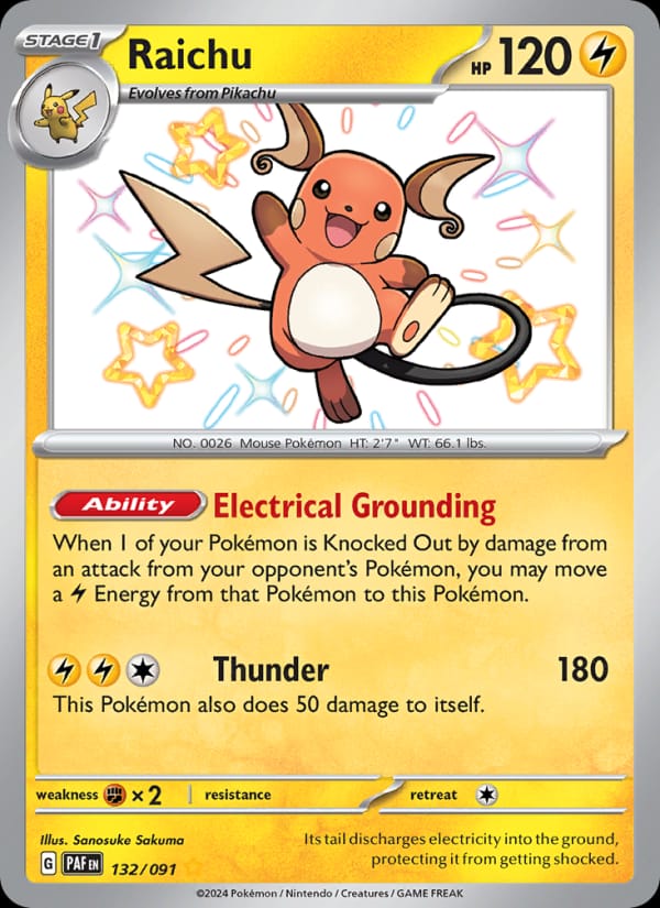 Raichu 132/091 Paldean Fates Pokémon card