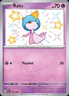 Ralts 153/091 Shiny Rare – Paldean Fates Pokémon card