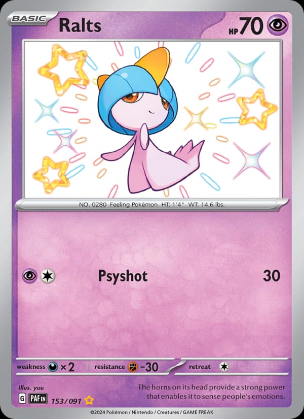 Ralts 153/091 Paldean Fates Pokémon card