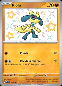Riolu 173/091 Shiny Rare – Paldean Fates Pokémon card