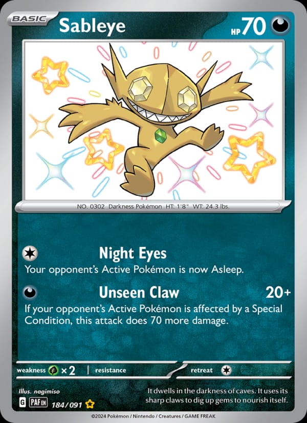 Sableye 184/091 Paldean Fates Pokémon card