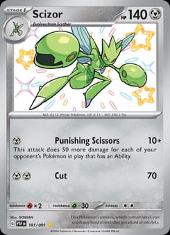 Scizor 191/091 Shiny Rare – Paldean Fates Pokémon card