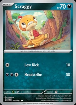 Scraggy 060/091 Common – Paldean Fates Pokémon card