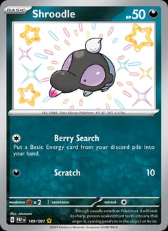 Shroodle 189/091 Shiny Rare – Paldean Fates Pokémon card