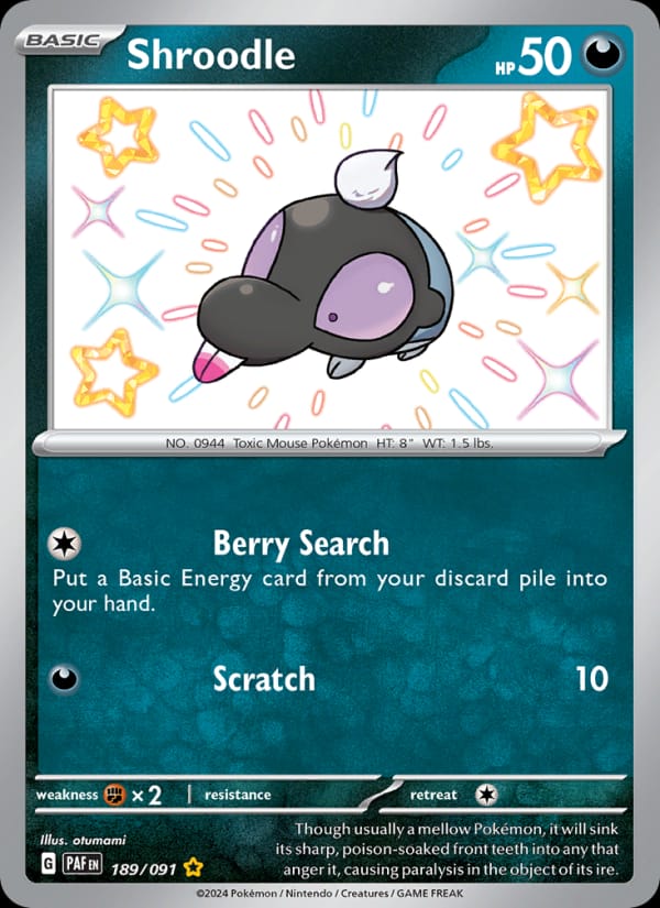 Shroodle 189/091 Paldean Fates Pokémon card