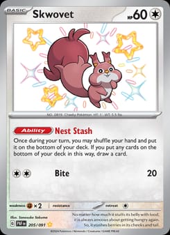 Skwovet 205/091 Shiny Rare – Paldean Fates Pokémon card
