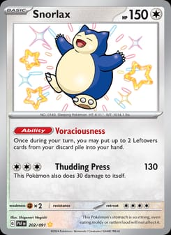Snorlax 202/091 Shiny Rare – Paldean Fates Pokémon card