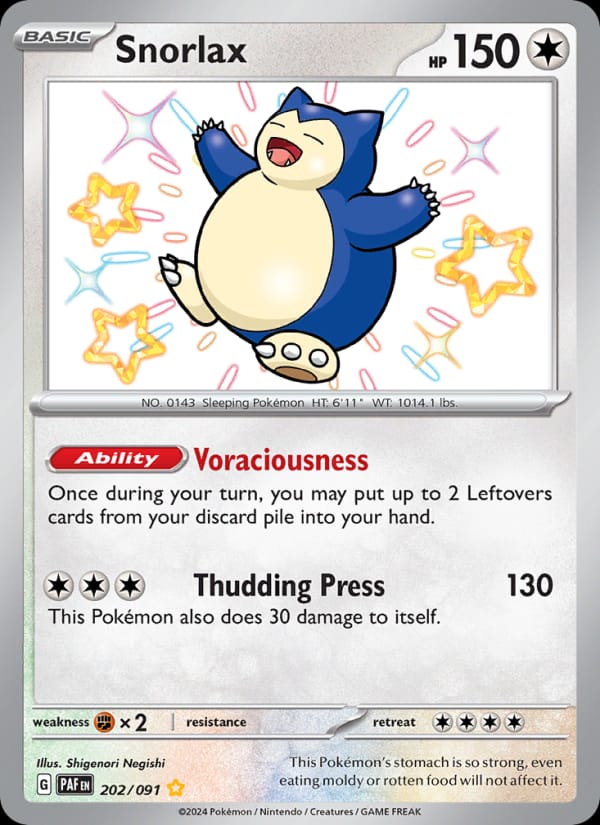Snorlax 202/091 Paldean Fates Pokémon card