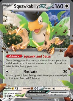 Squawkabilly ex 075/091 Double Rare – Paldean Fates Pokémon card