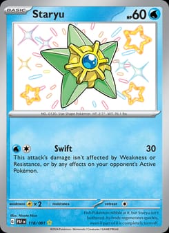 Staryu 118/091 Shiny Rare – Paldean Fates Pokémon card