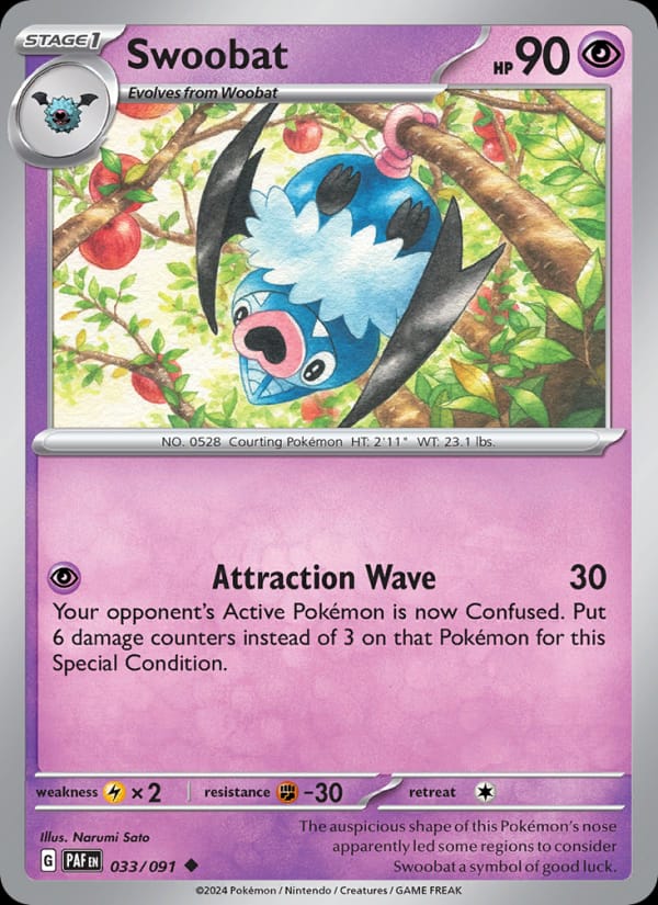Swoobat 033/091 Paldean Fates Pokémon card