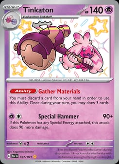Tinkaton 167/091 Shiny Rare – Paldean Fates Pokémon card