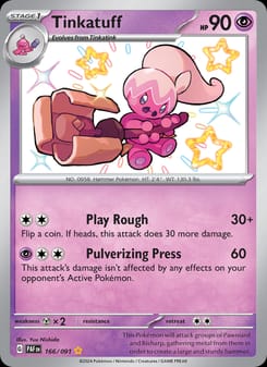 Tinkatuff 166/091 Shiny Rare – Paldean Fates Pokémon card