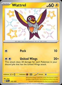 Wattrel 145/091 Shiny Rare – Paldean Fates Pokémon card