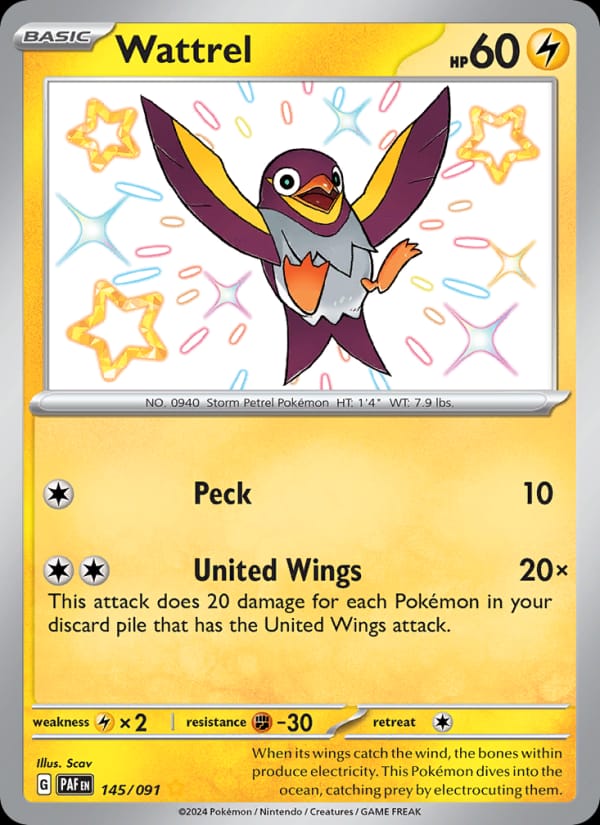 Wattrel 145/091 Paldean Fates Pokémon card