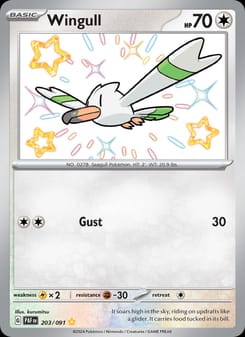 Wingull 203/091 Shiny Rare – Paldean Fates Pokémon card