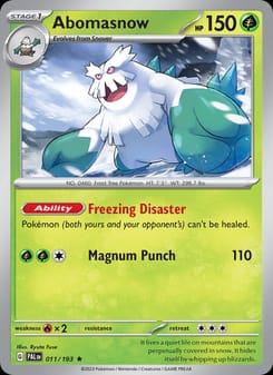Abomasnow 011/193 Rare – Paldea Evolved Pokémon card