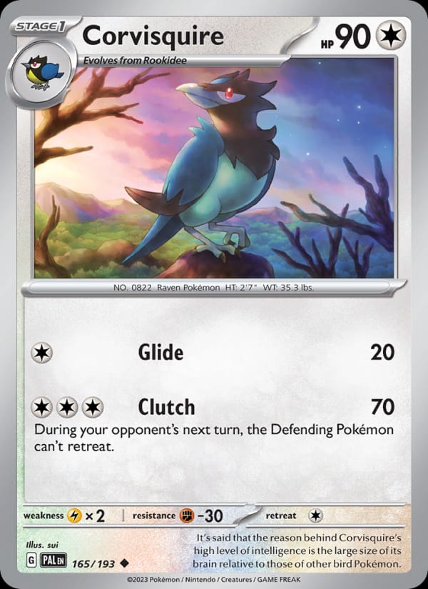 Corvisquire 165/193 Paldea Evolved Pokémon card