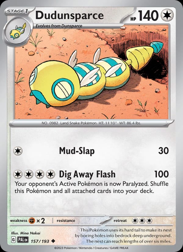 Dudunsparce 157/193 Paldea Evolved Pokémon card