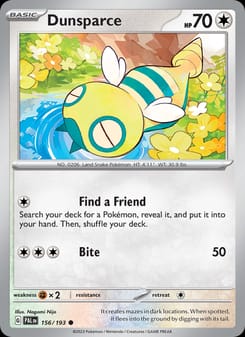Dunsparce 156/193 Common – Paldea Evolved Pokémon card