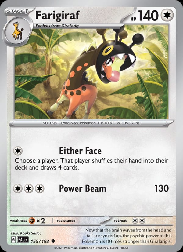 Farigiraf 155/193 Paldea Evolved Pokémon card