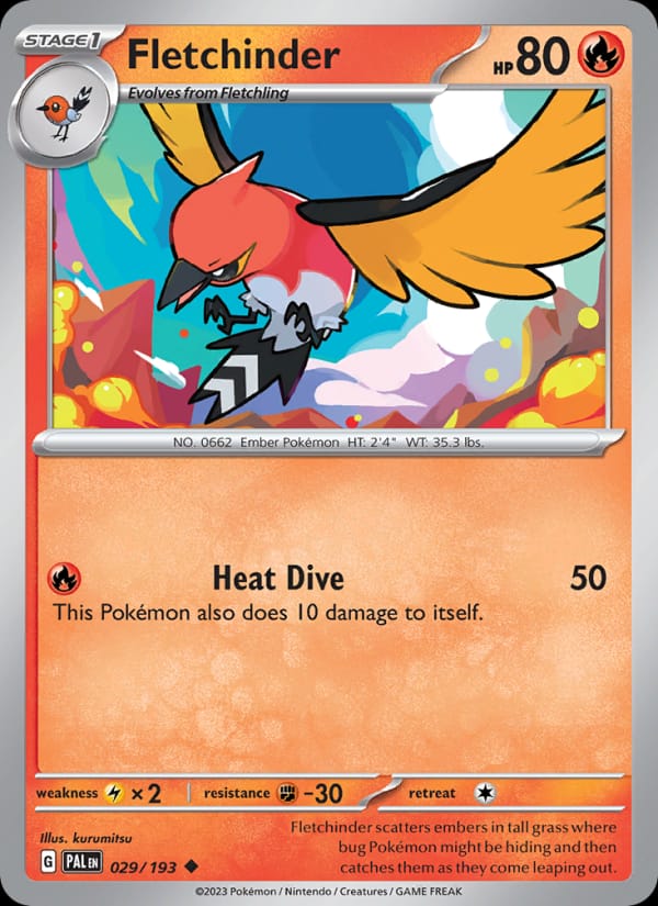 Fletchinder 029/193 Paldea Evolved Pokémon card