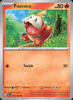 Fuecoco 034/193 Common – Paldea Evolved Pokémon card