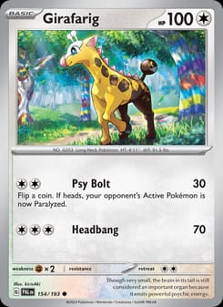 Girafarig 154/193 Common – Paldea Evolved Pokémon card