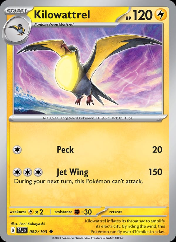Kilowattrel 082/193 Paldea Evolved Pokémon card
