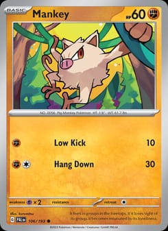 Mankey 106/193 Common – Paldea Evolved Pokémon card