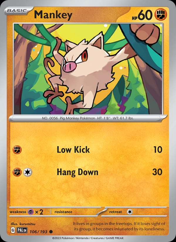 Mankey 106/193 Paldea Evolved Pokémon card