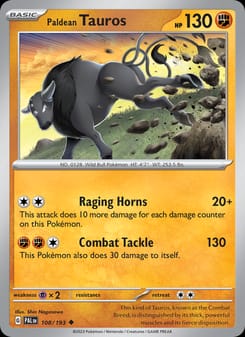 Paldean Tauros 108/193 Uncommon – Paldea Evolved Pokémon card