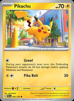 Pikachu 062/193 Common – Paldea Evolved Pokémon card