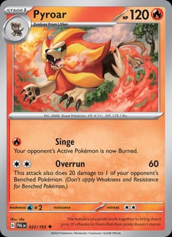 Pyroar 032/193 Uncommon – Paldea Evolved Pokémon card