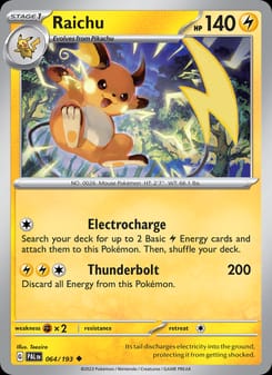 Raichu 064/193 Uncommon – Paldea Evolved Pokémon card
