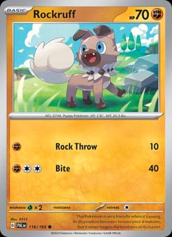 Rockruff 116/193 Common – Paldea Evolved Pokémon card