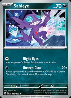 Sableye 136/193 Rare – Paldea Evolved Pokémon card