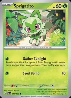 Sprigatito 012/193 Common – Paldea Evolved Pokémon card